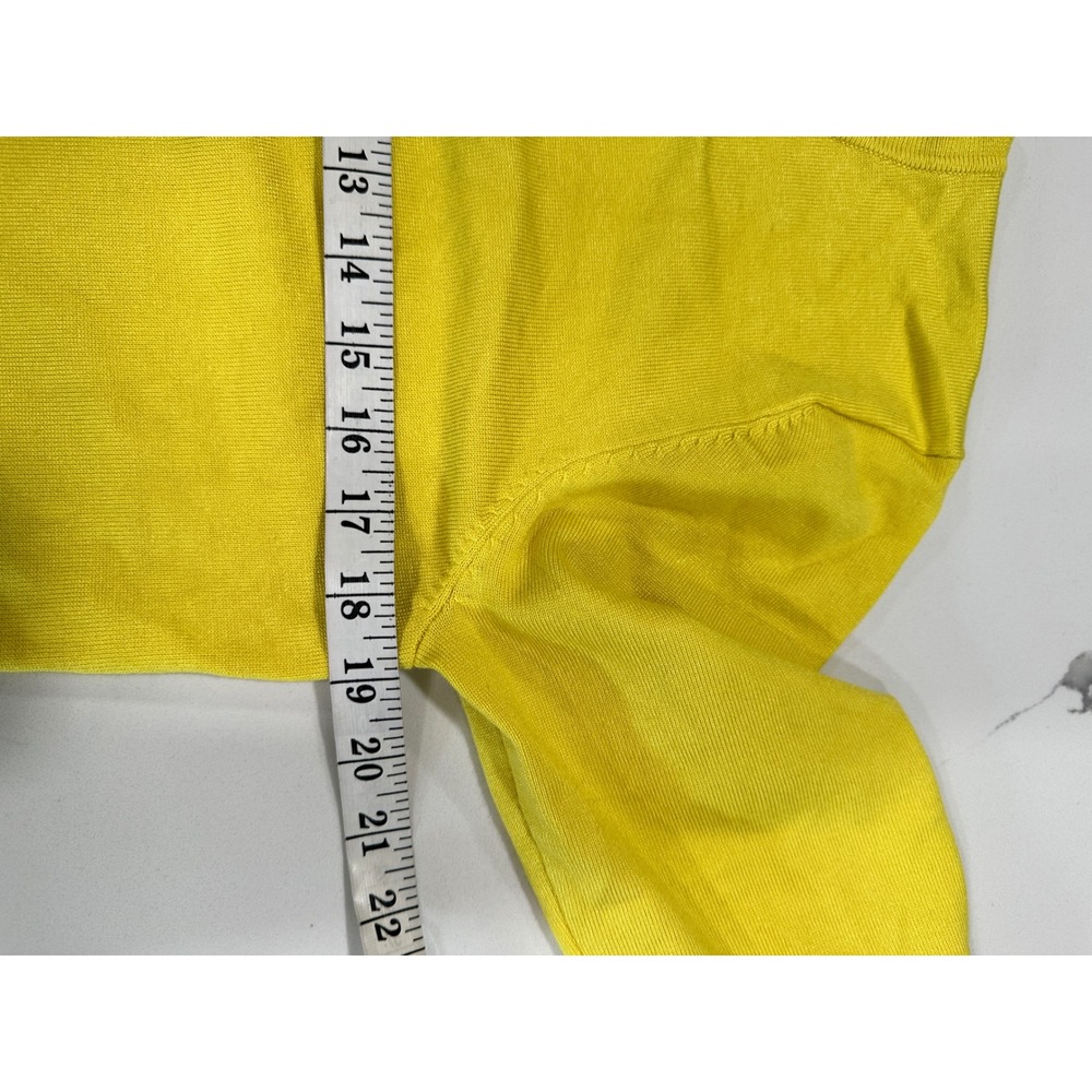 Cable & Gauge Yellow Scalloped Trim 3/4 Sleeve Button Front Cardigan Sweater L - Picture 5 of 6
